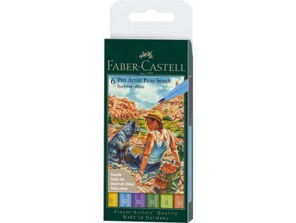 Faber-Castell Pitt Artist Pens Brush sada 6 ks Summer vibes, štětcové popisovače s tuší