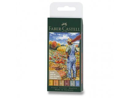 Umělecký popisovač Pitt Artist Pens Brush, sada 6 barev Harvest