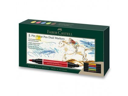 Faber-Castell Pitt Artist Pens Dual Markers, sada 5 oboustranných pigmentových popisovačů