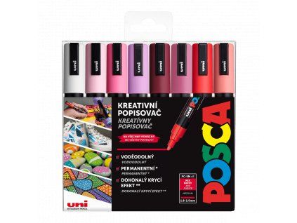 Uni Posca PC-5M sada LOVE, 8 akrylových popisovačů se stopou 1,8 - 2,5 mm