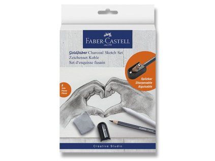 Faber-Castell Goldfaber Charcoal Sketch, grafická sada 8 ks s uhly ve dřevě a příslušenstvím