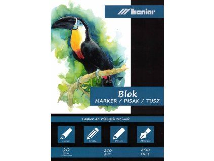 Leniar Marker blok hlazených papírů A3, saténový papír 200 g/m2, 20 listů, lepená vazba