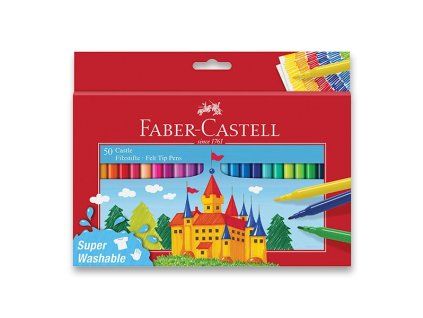 Faber-Castell dětské fixy souprava 50 zářivých barev se silným hrotem, papírový přebal