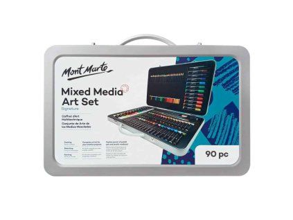 Mont Marte výtvarná sada 90 ks v kovovém kufříku, pastely, pastelky, fixy a akrylové barvy