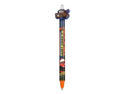 Gumovací pero Colorino Auta Bourák, modrá náplň 0,5 mm, stiskací mechanismus