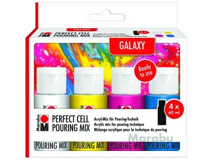 Marabu Galaxy Pouring sada 4 x 60 ml, akrylové barvy pro pouring techniku