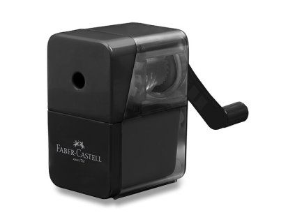 Stolní ořezávátko na kličku Faber-Castell černé s nádobkou na odpad pro čisté ořezávání