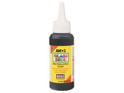 Amos Kontura Glass Deco 60 ml, obrysová kontura na fólii pro dekorace na sklo, černá