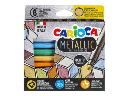 Carioca Metallic Maxi Tip Markers, sada 6 metalických popisovačů se silným hrotem