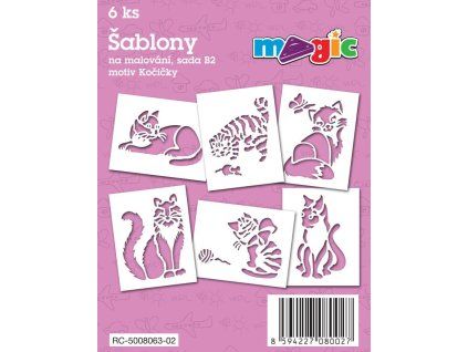 Magic papírové šablony sada 6 ks, motiv Kočičky, série B2
