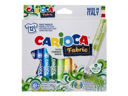 Textilní fixy Carioca sada 12 ks s maxi hrotem pro malování na látku