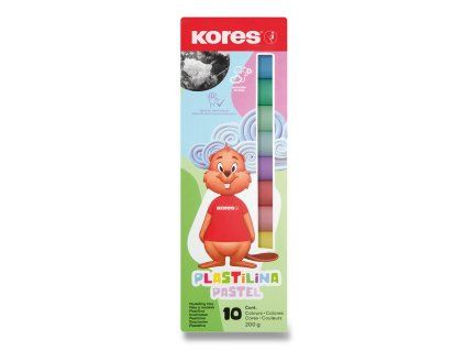Kores pastelová plastelína, 10 pastelových barev v krabičce, 200 g, pro děti