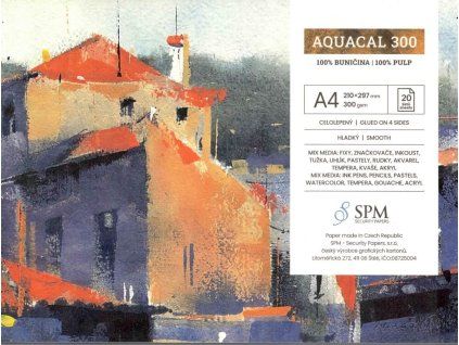 Akvarelový blok Aquacal 300 A3, 300g/m2, 20 listů, celolepený, český papír z buničiny