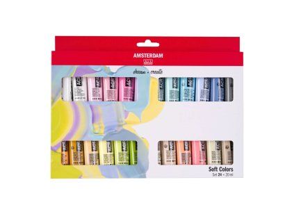 Amsterdam Soft Colors sada 24 akrylových barev v pastelových odstínech, každá tuba 20 ml