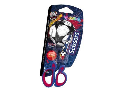 Dětské nůžky Colorino fotbalová edice, asymetrické, kulatá špička, 12,5 cm