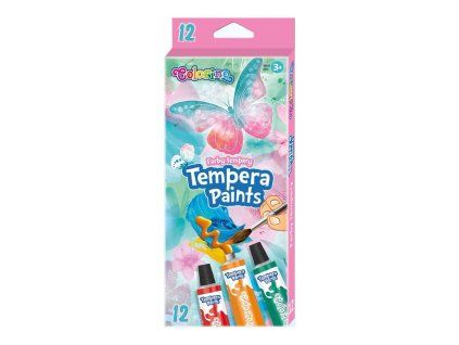 Sada 12 temperových barev Colorino edice Motýli, každá tuba 12 ml, syté pigmenty