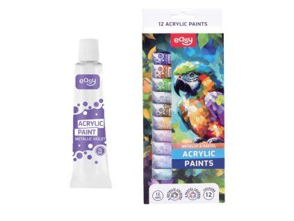Easy akrylové barvy sada 12×12 ml, 6 metalických a 6 pastelových odstínů