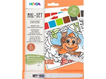 Heyda omalovánky Vymaluj si zvířátka ze ZOO, malování vodou, 10 motivů + štětec