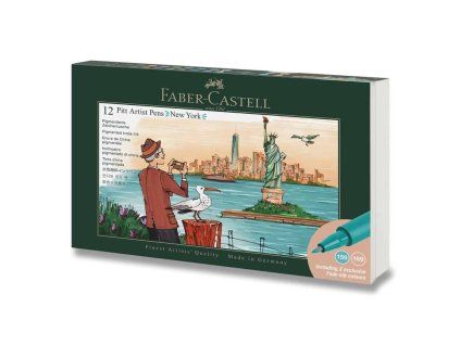 Faber-Castell Pitt Artist Pen Brush edice New York, sada 12 štětcových popisovačů s pigmentovým inkoustem