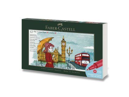 Faber-Castell Pitt Artist Pen London, sada 12 popisovačů s pigmentovým inkoustem pro skicování