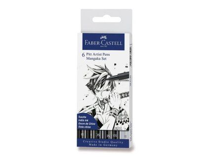 Faber-Castell Pitt Artist Pen Manga, sada 6 popisovačů v plastovém pouzdře, hroty XS S M SB SC B