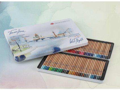 Nevskaya Palitra White Nights akvarelové pastelky, sada 72 barev v plechové kazetě