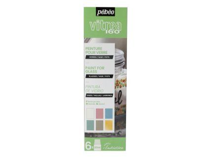 Pébéo Vitrea 160 PASTEL sada 6 pastelových vypalovacích barev na sklo, každá 20 ml
