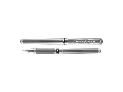 Gelový roller UNI Signo Broad UM-153, hrot 1,0 mm, stříbrný metalický inkoust
