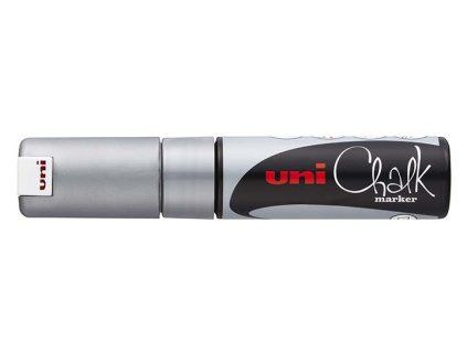 Uni Chalk Marker PWE-8K křídový popisovač 8 mm, stříbrná barva, hrot chisel