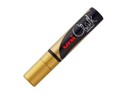 Uni Chalk Marker PWE-17K křídový popisovač 15 mm, zlatý vysoce krycí inkoust na vodní bázi