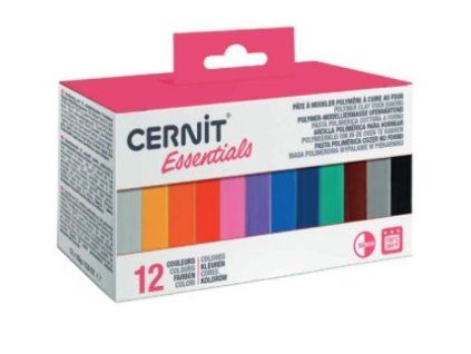 Sada polymerové modelovací hmoty Cernit, 12 barev po 25 g, mix základních odstínů