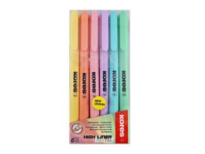 Sada pastelových zvýrazňovačů Kores HIGH LINER - 6 ks