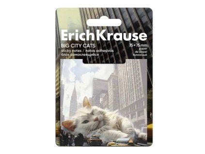ErichKrause samolepicí bloček 76x76 mm, 50 lístků, motiv koček Big City Cats