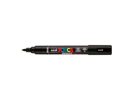 Uni Posca PC-5BR akrylový popisovač se štětcovým hrotem, stopa 1-4 mm, černý odstín 24