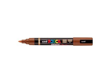 Akrylový popisovač Uni Posca PC-5BR se štětcovým hrotem, hnědá 21, šířka stopy 1-4 mm