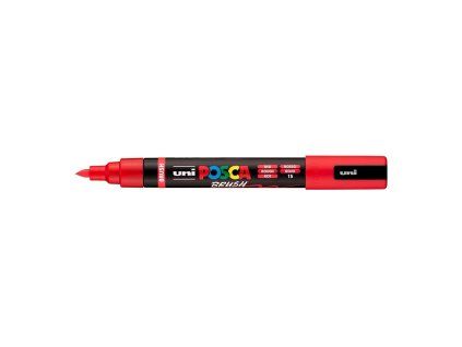 Uni Posca PC-5BR akrylový popisovač se štětcovým hrotem, červená 15, stopa 1-4 mm