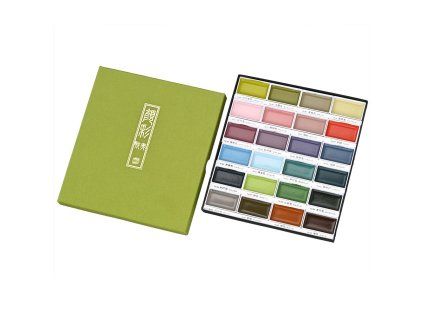 Kuretake Gansai Tambi New Colors, sada 24 japonských akvarelových barev, Art Nouveau odstíny