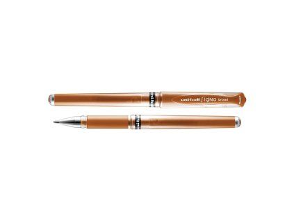 Gelový roller UNI Signo Broad UM-153, bronzový metalický inkoust, šířka stopy 1,0 mm