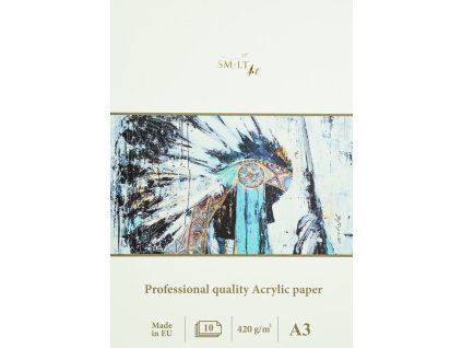 SM.LT blok na akryl A3 420g, 10 listů, rough natural white papír s výraznou texturou