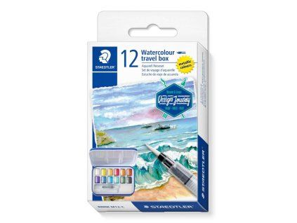 Staedtler Design Journey 888, sada 12 metalických akvarelových barev s vodním štětcem M