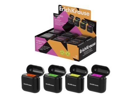 Plastové ořezávátko ErichKrause se zásobníkem, 2 otvory pro tužky 8 mm a pastelky 11 mm