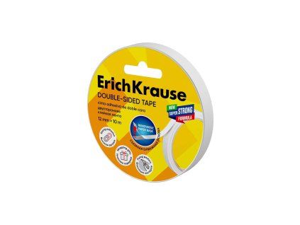 Oboustranná lepicí páska ErichKrause 12 mm × 10 m, průhledná, papírová páska pro přesné lepení
