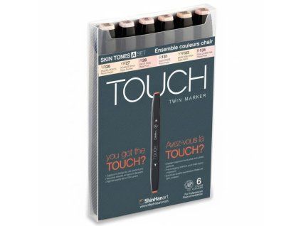 ShinHan TOUCH Twin Brush Marker sada 6 ks v pleťových odstínech, oboustranný alkoholový fix