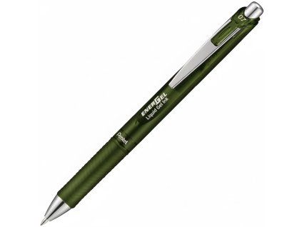 Pentel EnerGel BL77 gelový roller 0,7 mm, olivově zelená, klikací mechanismus, grip