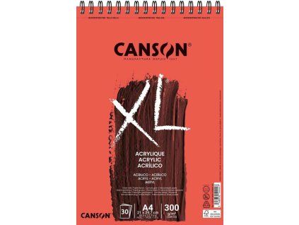 Canson XL Acrylic blok A4 300 g/m2, 30 listů s kroužkovou vazbou pro malbu akrylem