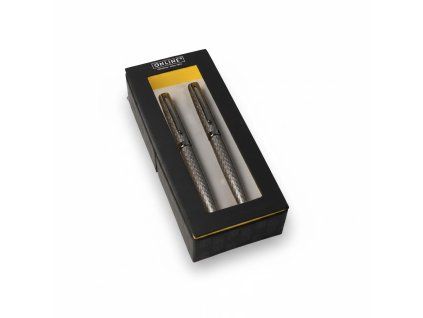 Dárková sada Online Eleganza Diamond Titan, plnicí a kuličkové pero v kovovém provedení titan