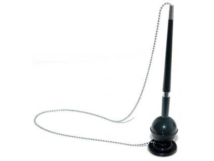 Office Products kuličkové pero na řetízku, černé tělo, modrá náplň, samolepicí držák