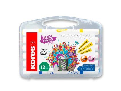 Kores Kreative Markers akrylové popisovače, sada 12 barev s oboustranným hrotem