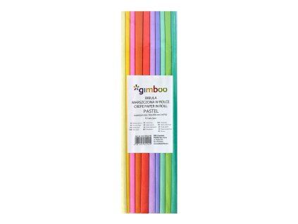 Krepový papír Gimboo 50x200 cm, sada 10 pastelových barev pro tvoření a dekorace
