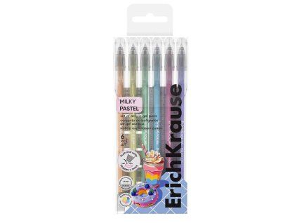 Sada 6 akrylových gelových per ErichKrause Milky Pastel 1,0 mm v pastelových odstínech